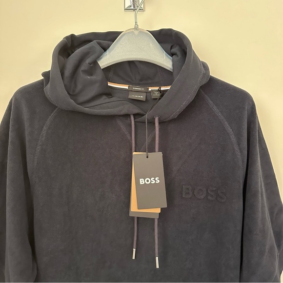 Boss cotton terry hoodie - Navy - Picture 4 of 5
